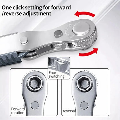 Chrome Vanadium Steel Magnetic Two-Way Ratchet Screwdriver Repair Tool with 4 Bits