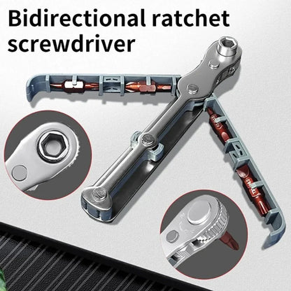 Chrome Vanadium Steel Magnetic Two-Way Ratchet Screwdriver Repair Tool with 4 Bits