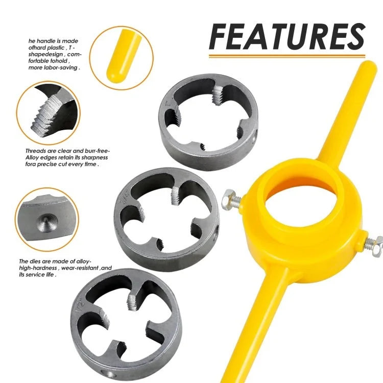 6Pcs / Set Plastic+Alloy Thread Maker Tool Pipe Threader Manual Plumbing Tool Threader Kit for Threading
