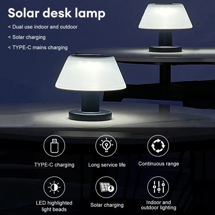 IP54 Waterproof Outdoor Solar Table Lamp 4 Gears Adjustable Indoor Desk Light
