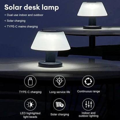 IP54 Waterproof Outdoor Solar Table Lamp 4 Gears Adjustable Indoor Desk Light