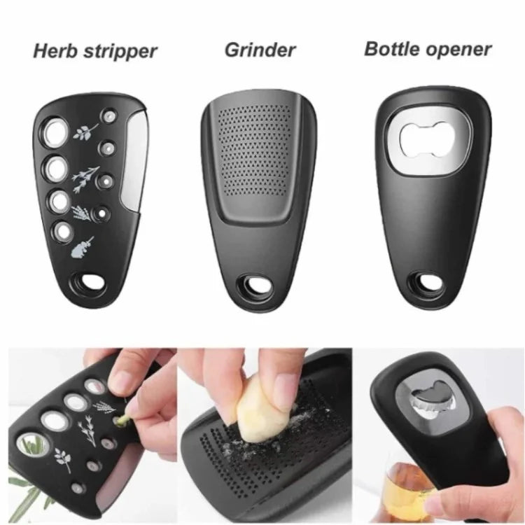 6-in-1 Roller Pizza Cutter Can Opener Garlic Masher Peeler Kitchen Gadget Set (BPA Free, No FDA)