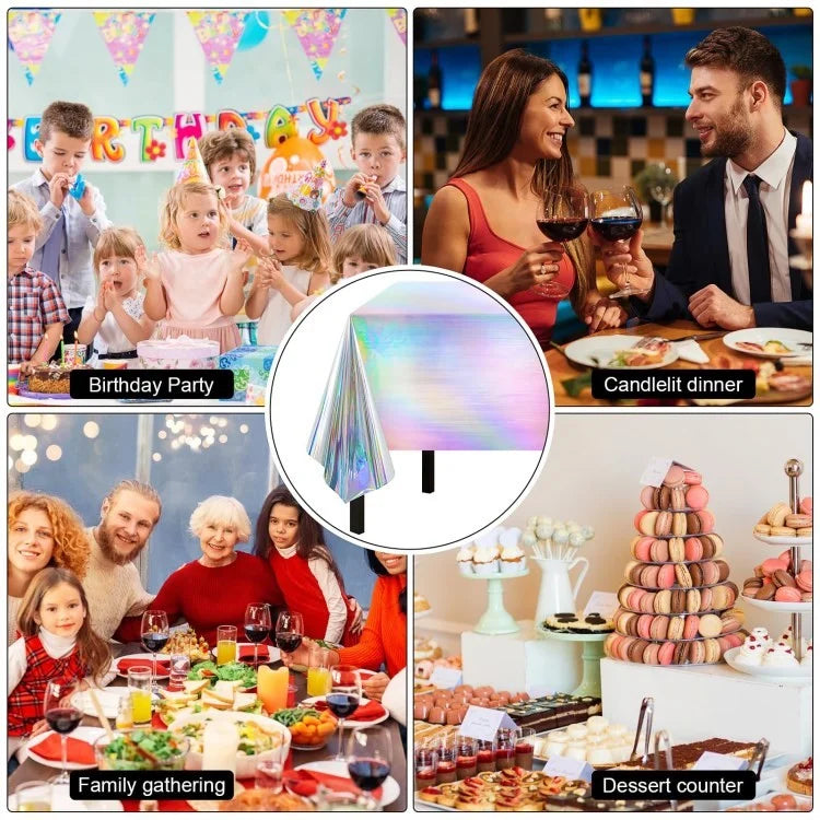 Iridescent Tablecloth Birthday Party Table Cloth Plastic Disposable Table Cover