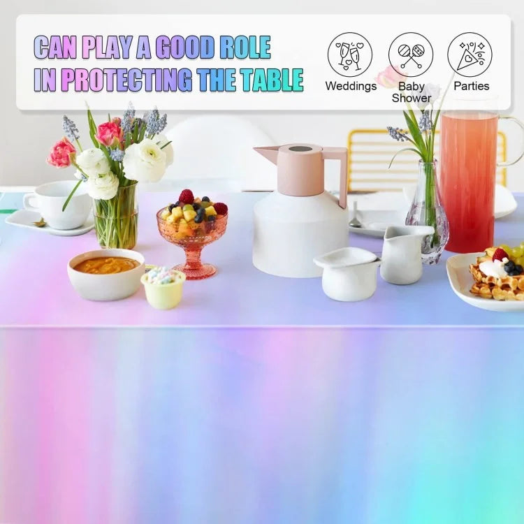 Iridescent Tablecloth Birthday Party Table Cloth Plastic Disposable Table Cover