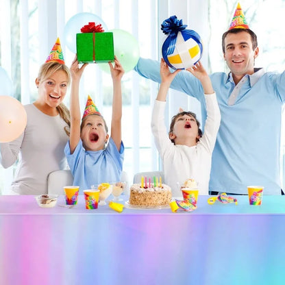 Iridescent Tablecloth Birthday Party Table Cloth Plastic Disposable Table Cover