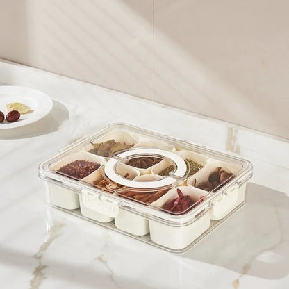 Snack Box Container Divided Serving Tray with Lid and Handle Snack Organizer (BPA Free, No FDA)