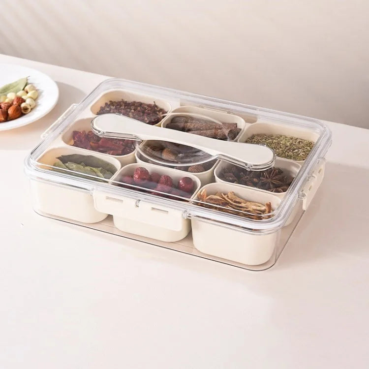 Snack Box Container Divided Serving Tray with Lid and Handle Snack Organizer (BPA Free, No FDA)