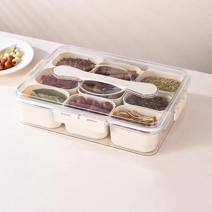 Snack Box Container Divided Serving Tray with Lid and Handle Snack Organizer (BPA Free, No FDA)