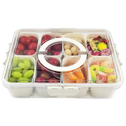 Snack Box Container Divided Serving Tray with Lid and Handle Snack Organizer (BPA Free, No FDA)