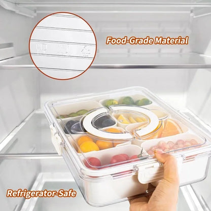 Snack Box Container Divided Serving Tray with Lid and Handle Snack Organizer (BPA Free, No FDA)