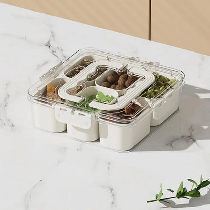 Snack Box Container Divided Serving Tray with Lid and Handle Snack Organizer (BPA Free, No FDA)