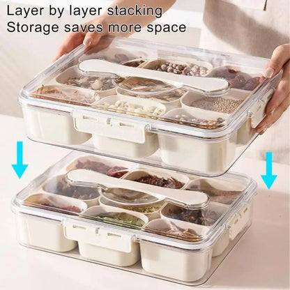 Snack Box Container Divided Serving Tray with Lid and Handle Snack Organizer (BPA Free, No FDA)
