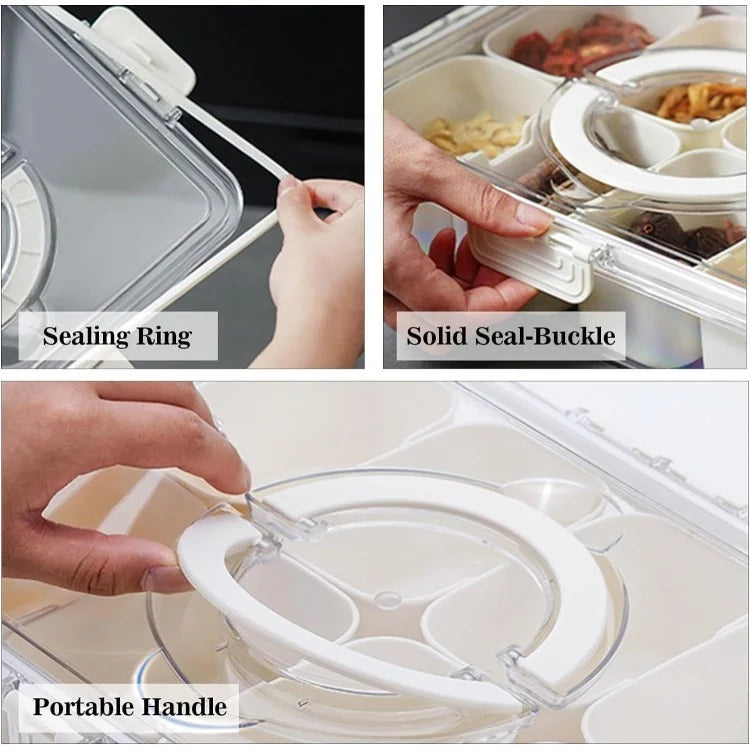 Snack Box Container Divided Serving Tray with Lid and Handle Snack Organizer (BPA Free, No FDA)
