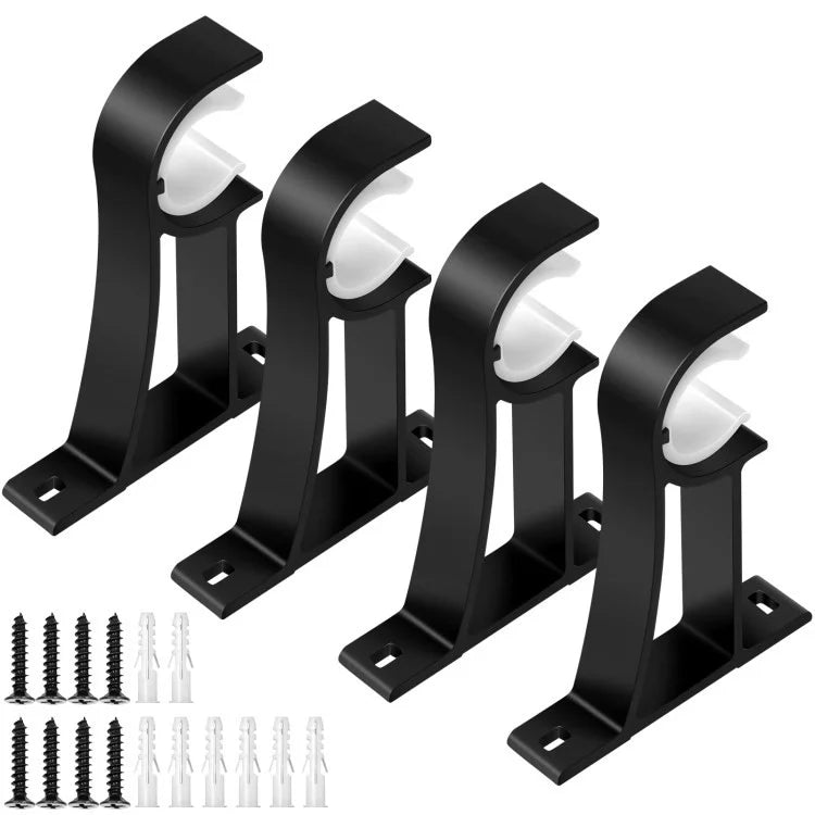4Pcs Aluminum Alloy Curtain Single Rod Bracket Roman Rod Base Support Rack