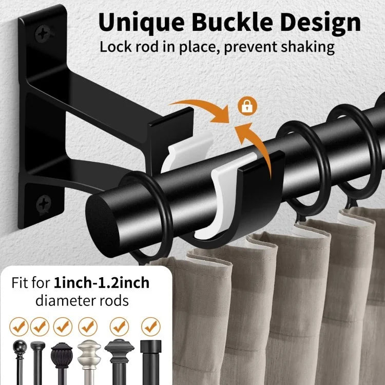 4Pcs Aluminum Alloy Curtain Single Rod Bracket Roman Rod Base Support Rack