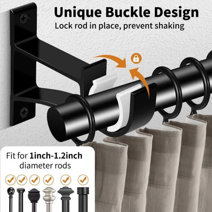 4Pcs Aluminum Alloy Curtain Single Rod Bracket Roman Rod Base Support Rack