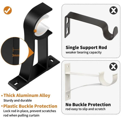 4Pcs Aluminum Alloy Curtain Single Rod Bracket Roman Rod Base Support Rack