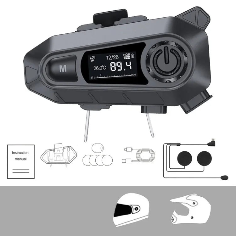 A1 Bluetooth 5.3 CVC Noise Reduction Motorcycle Helmet Headset FM Radio Music Player