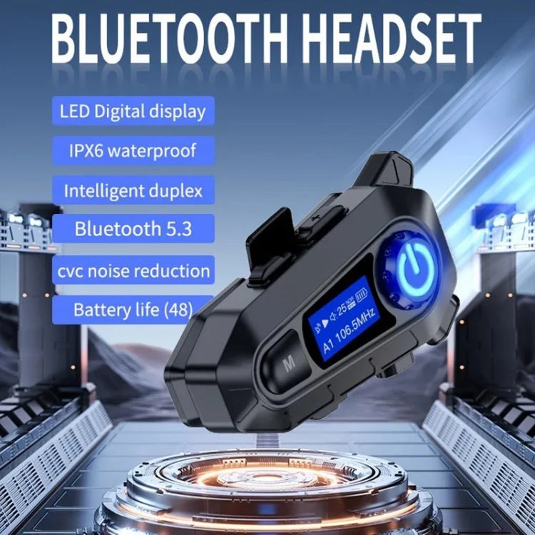 A1 Bluetooth 5.3 CVC Noise Reduction Motorcycle Helmet Headset FM Radio Music Player