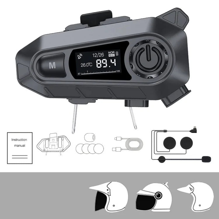 A1 Bluetooth 5.3 CVC Noise Reduction Motorcycle Helmet Headset FM Radio Music Player