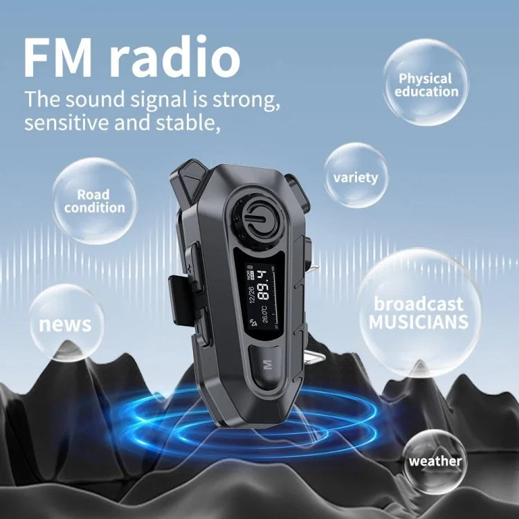 A1 Bluetooth 5.3 CVC Noise Reduction Motorcycle Helmet Headset FM Radio Music Player