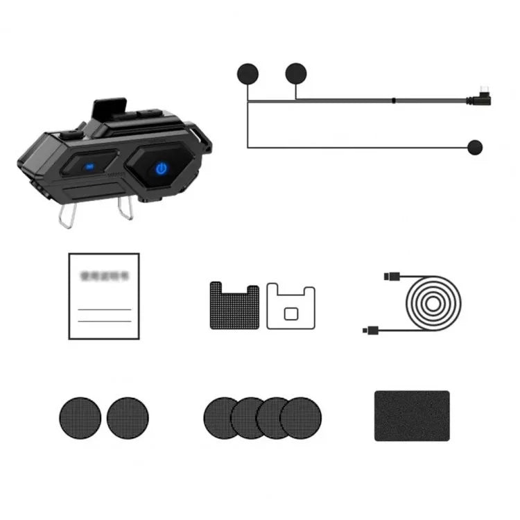 C8 LED Light Motorcycle Helmet Bluetooth 5.4 Headset Waterproof Noise Reduction Automatic Answering Rider Headset