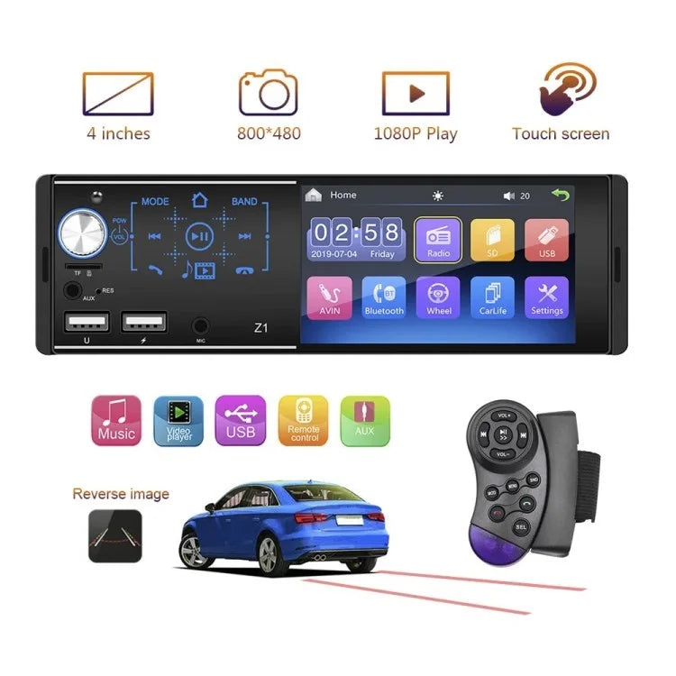 Z1 Touch Screen Dual USB Car Bluetooth MP5 Player Colorful Light FM Radio Media Player