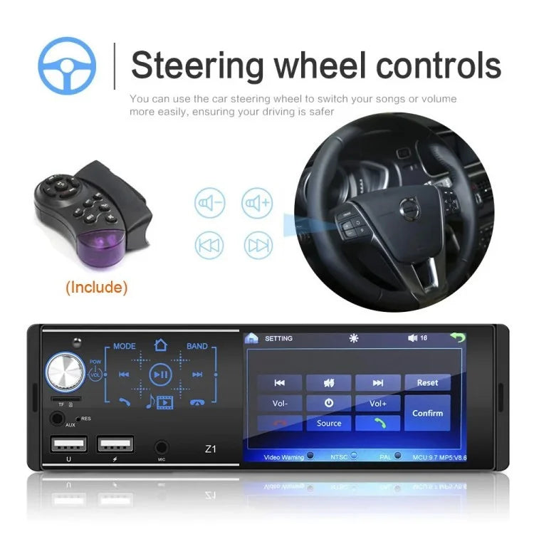 Z1 Touch Screen Dual USB Car Bluetooth MP5 Player Colorful Light FM Radio Media Player
