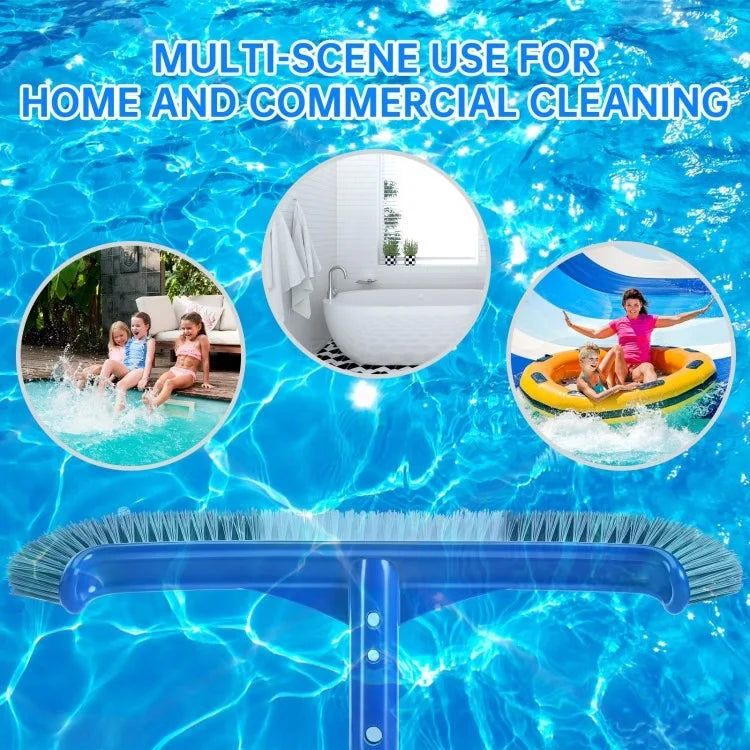 17.5-inch Pool Brush for Cleaning Pool Walls Nylon Bristles Curved Ends Pool Scrub Brush