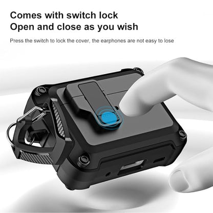 ELECTROPRIME for AirPods Pro 2 TPU + PC Wireless Bluetooth Earphone Protective Case with Switch Lock & Hook(Black)