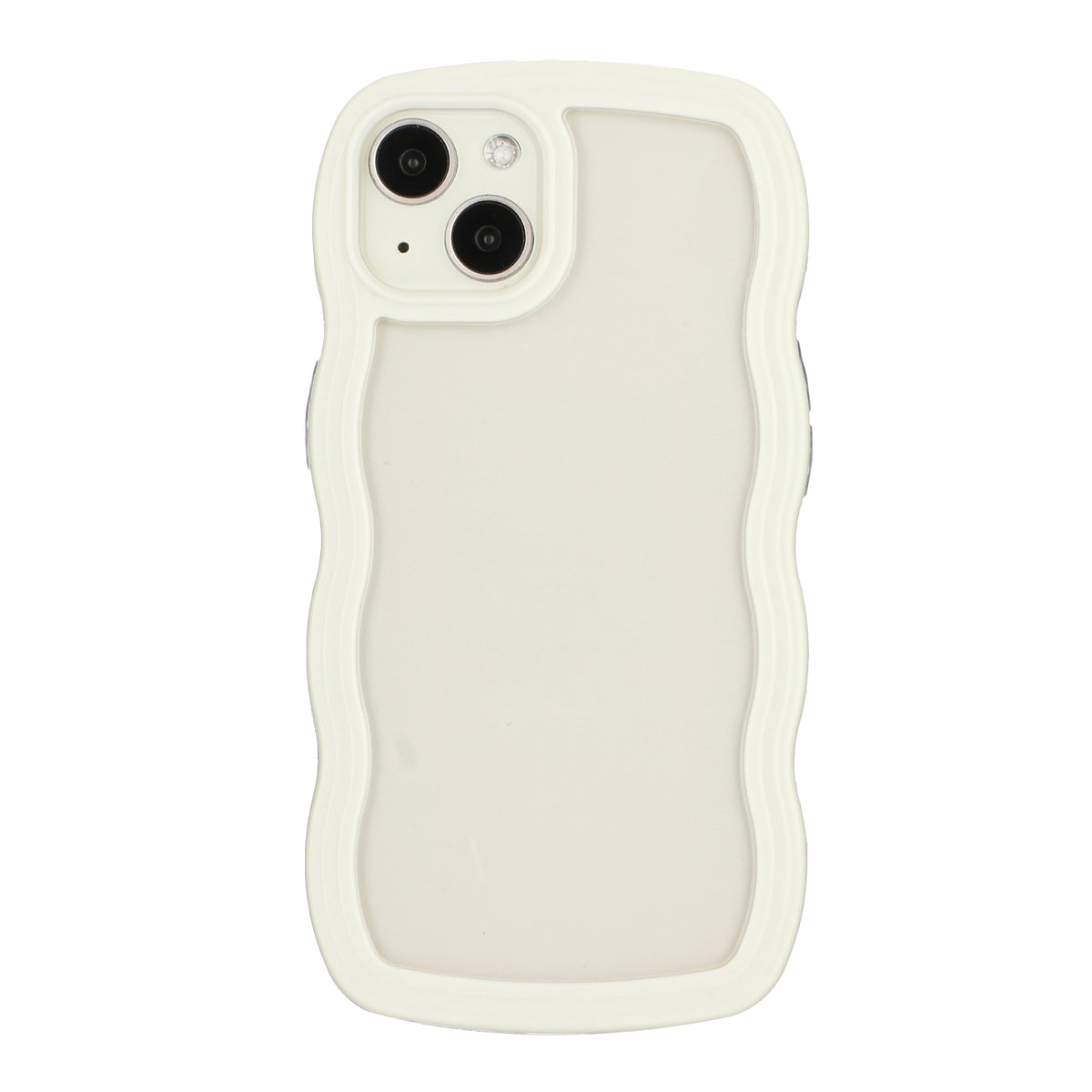 ELECTROPRIME For iPhone 15 Candy Color Wave TPU Clear PC Phone Case(White)