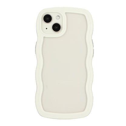 ELECTROPRIME For iPhone 15 Candy Color Wave TPU Clear PC Phone Case(White)