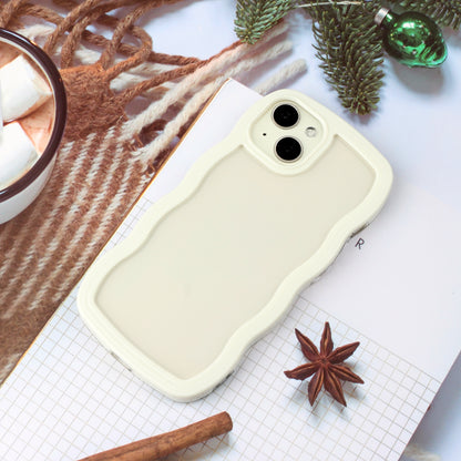ELECTROPRIME For iPhone 15 Candy Color Wave TPU Clear PC Phone Case(White)