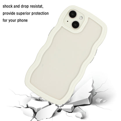 ELECTROPRIME For iPhone 15 Candy Color Wave TPU Clear PC Phone Case(White)