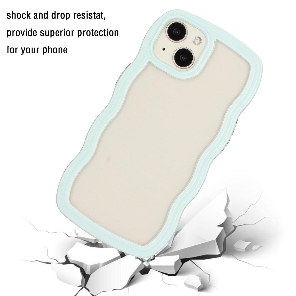 ELECTROPRIME For iPhone 15 Candy Color Wave TPU Clear PC Phone Case(Green)