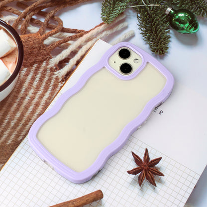 ELECTROPRIME For iPhone 15 Candy Color Wave TPU Clear PC Phone Case(Purple)