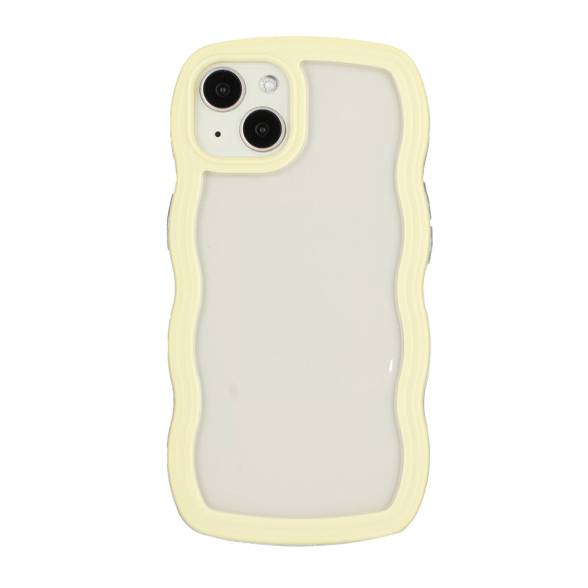 ELECTROPRIME For iPhone 15 Candy Color Wave TPU Clear PC Phone Case(Yellow)