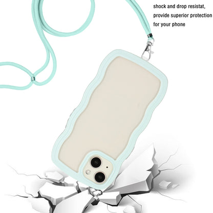 ELECTROPRIME For iPhone 15 Lanyard Candy Color Wave TPU Clear PC Phone Case(Green)
