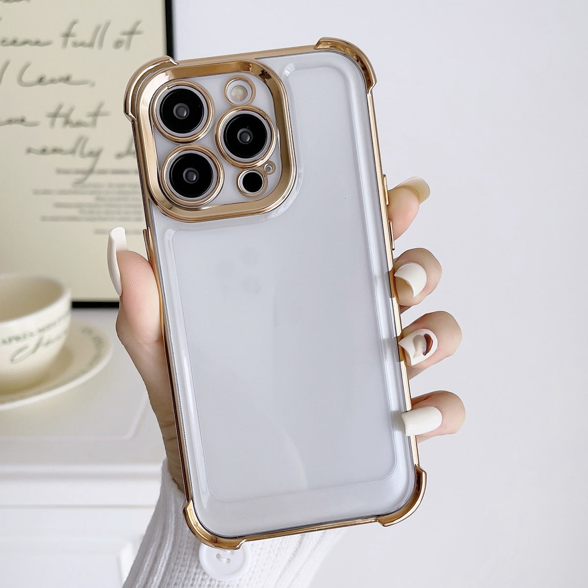 ELECTROPRIME For iPhone 15 Plus Electroplating Four-corner Shockproof Space Phone Case(Gold)