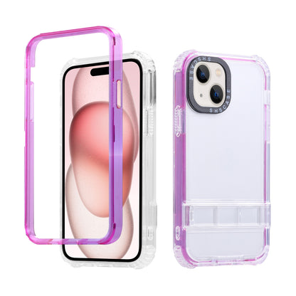 ELECTROPRIME For iPhone 15 2 in 1 360 Invisible Holder Cross-body Rope Phone Case(Rose Red)