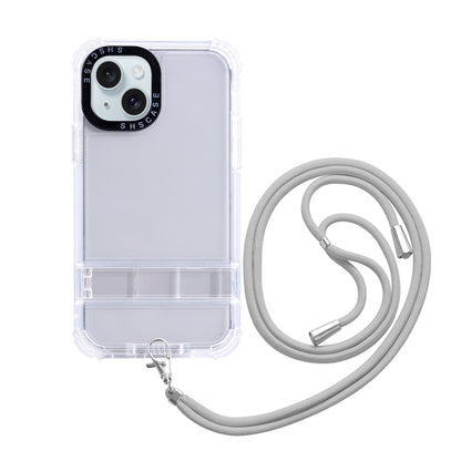 ELECTROPRIME For iPhone 15 2 in 1 360 Invisible Holder Cross-body Rope Phone Case(White)