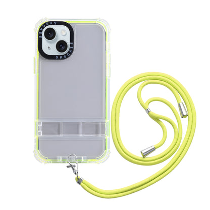 ELECTROPRIME For iPhone 15 2 in 1 360 Invisible Holder Cross-body Rope Phone Case(Yellow)