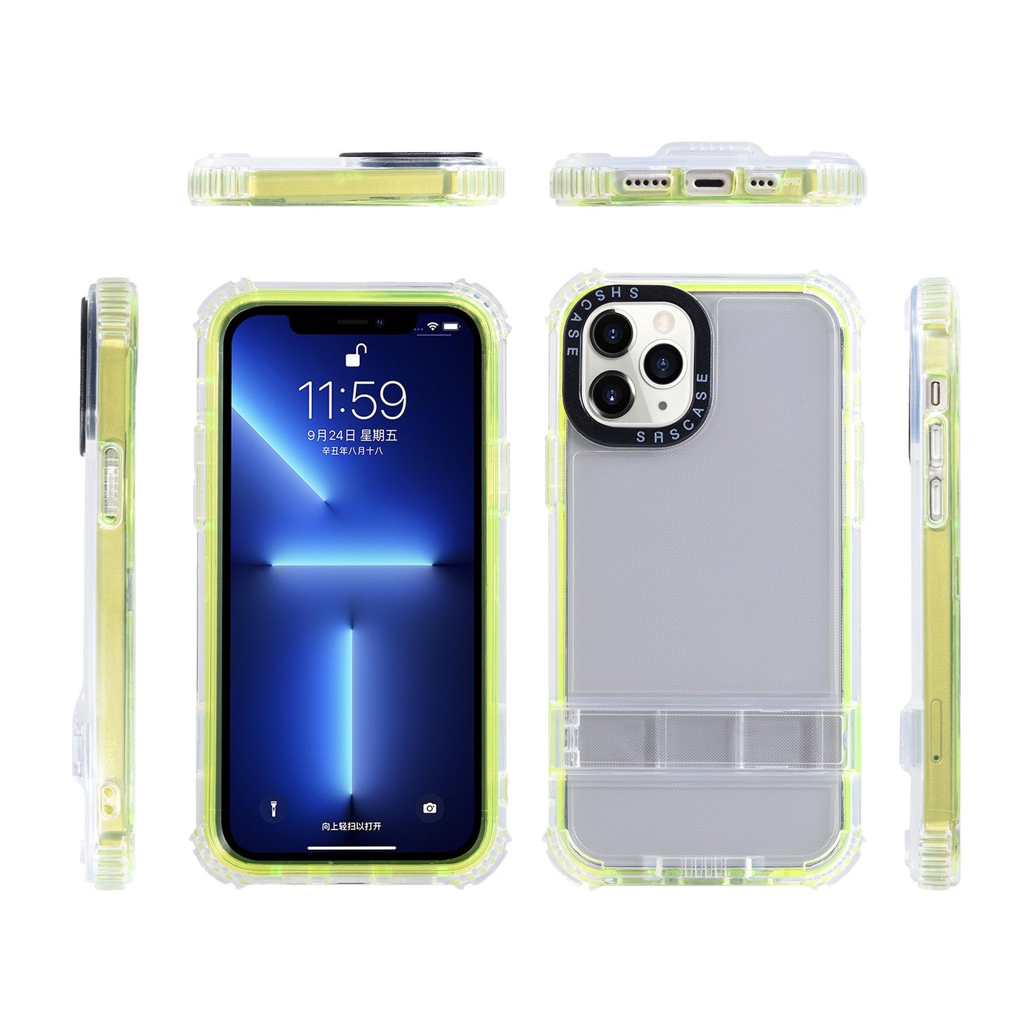 ELECTROPRIME For iPhone 15 2 in 1 360 Invisible Holder Cross-body Rope Phone Case(White)