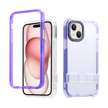 ELECTROPRIME For iPhone 15 2 in 1 360 Invisible Holder Phone Case(Purple)