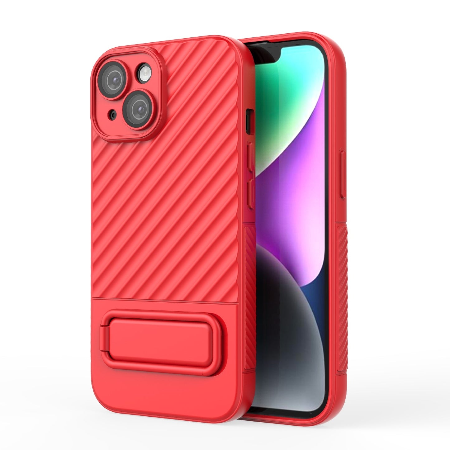 ELECTROPRIME For iPhone 15 Wavy Texture TPU Phone Case with Lens Film(Red)