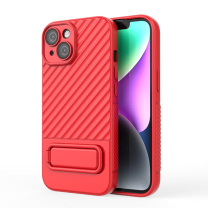 ELECTROPRIME For iPhone 15 Wavy Texture TPU Phone Case with Lens Film(Red)