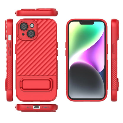 ELECTROPRIME For iPhone 15 Wavy Texture TPU Phone Case with Lens Film(Red)