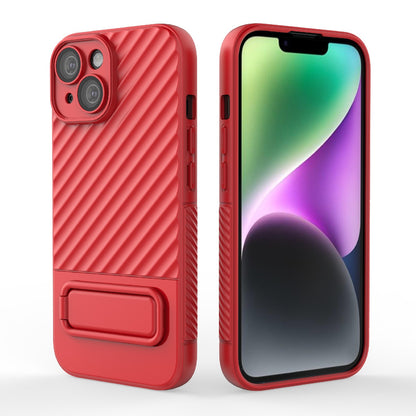 ELECTROPRIME For iPhone 15 Wavy Texture TPU Phone Case with Lens Film(Red)