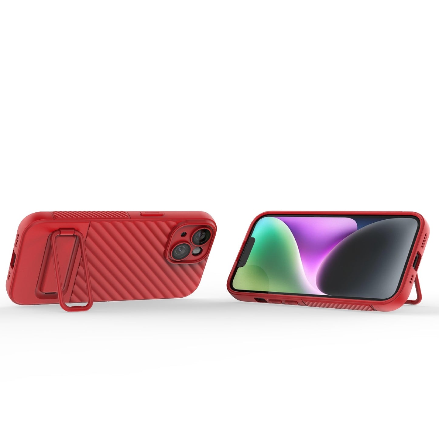 ELECTROPRIME For iPhone 15 Wavy Texture TPU Phone Case with Lens Film(Red)