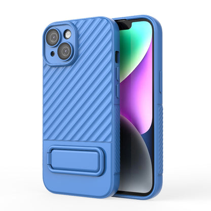 ELECTROPRIME For iPhone 15 Wavy Texture TPU Phone Case with Lens Film(Blue)